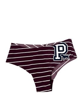 NWT PINK Victoria's Secret No-Show Cheekster Panty in Burgundy/White